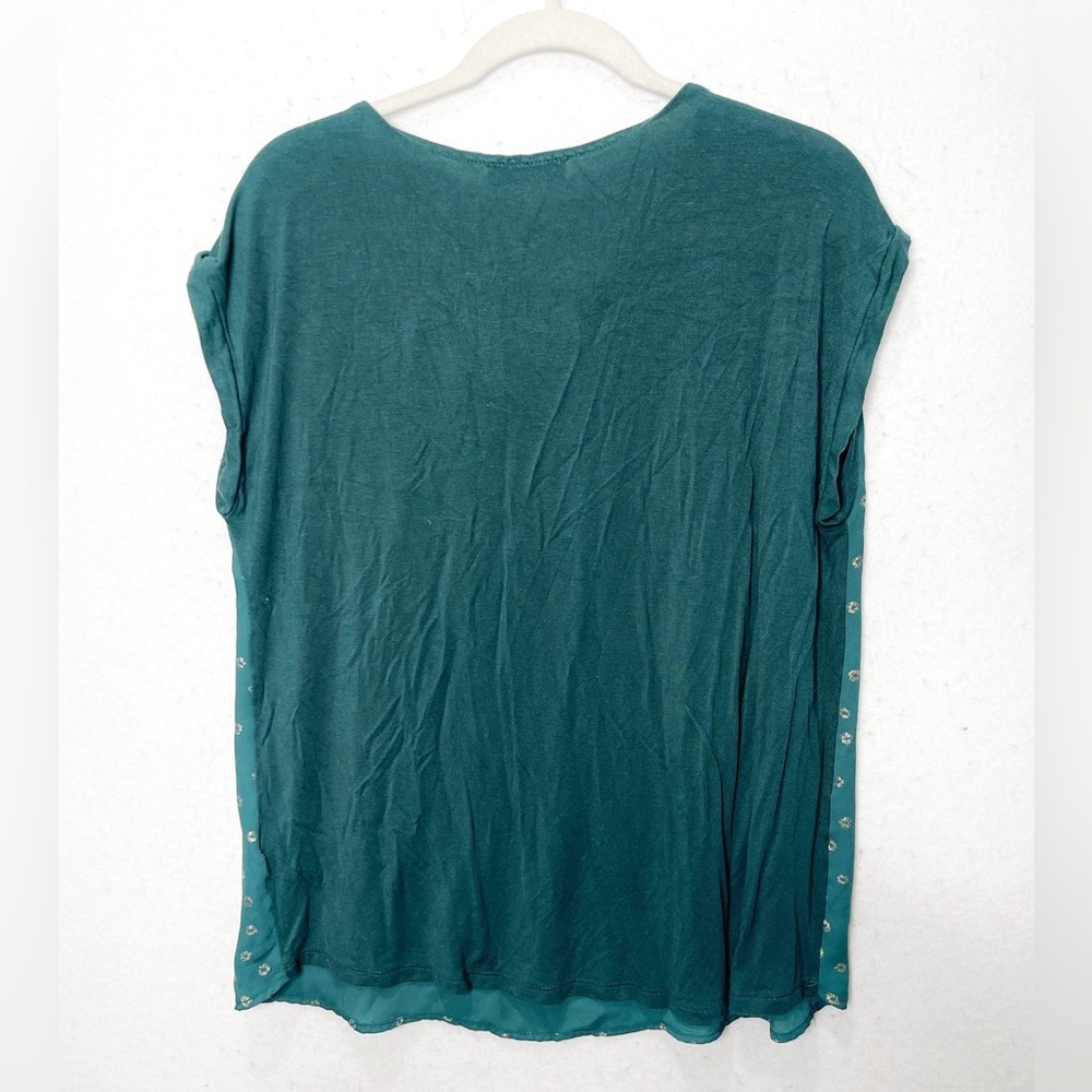 Full Moon Maternity Top Short Sleeve Size Large Teal Gold Bohemian Style Comfy - Picture 2 of 5